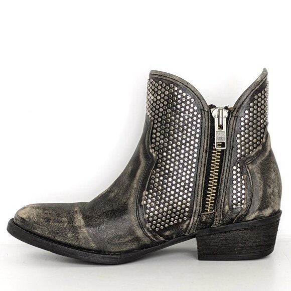 Corral Studded Leather Western Ankle Boots Size 11, Distressed Leather - Picture 2 of 11